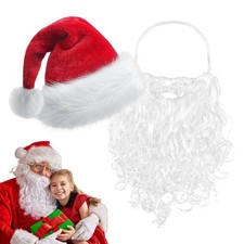Santa Hat and Beard Christmas Hat Santa Beard Dress Up Props Santa Accessory