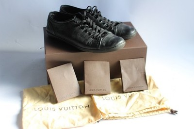 LOUIS VUITTON Offshore Sneaker Leder kariert schwarz Herrenschuhe Gr.9 (40709)