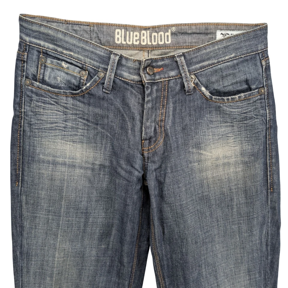 Pantalones de mezclilla BlueBlood BloodLine botín para mujer azul algodón envejecido talla 27 Foto 3 de 4
