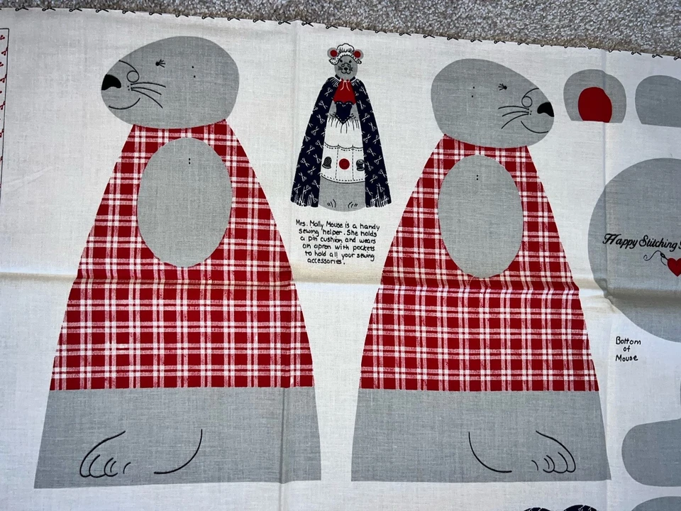 Mrs. Molly Mouse Sewing Helper Fabric Panel Joan Kessler for Concord Fabric New - Image 2 of 4