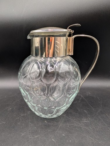 Vintage Crystal Glass Silver Honeycomb Jug Pitcher Decanter Lemonade & Lid