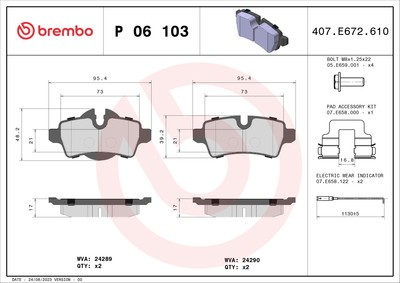 Brembo P 06 103 brake pad set, disc brake for Mini