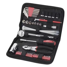 Auto Tool Set 56 Pc Metric Compact Car Repair Kit with Zipper Case Chrome Plate