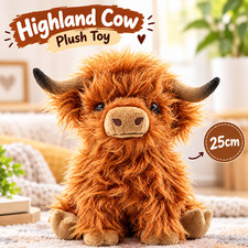 New 25cm Highland Cow Plush Toy Stuffed Animal Soft Cuddly Doll Kids Gift
