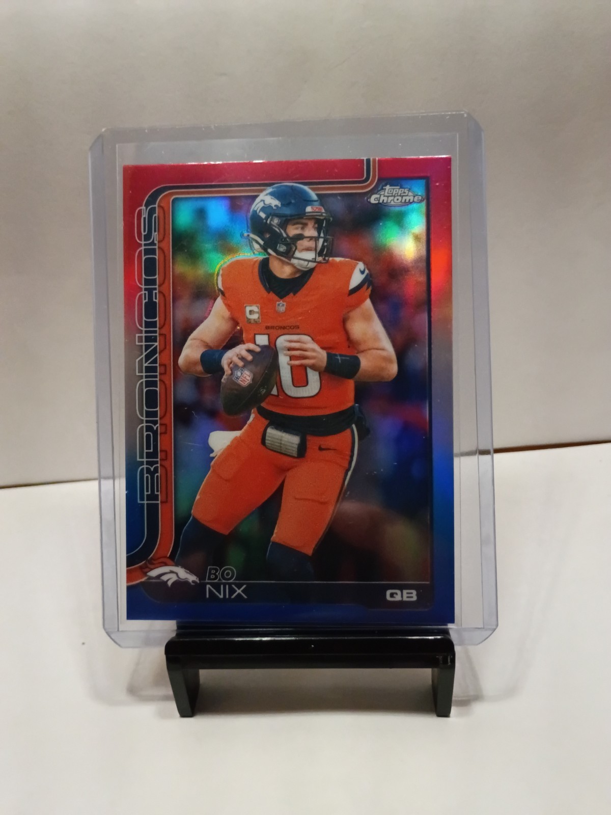2025 Topps Chrome - Bo Nix #88 Red White & Blue Refractor