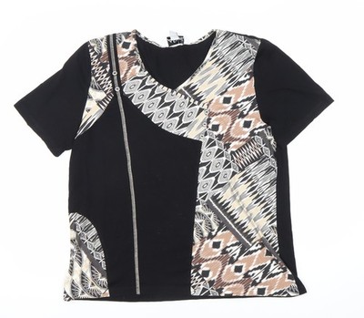 Afibel Damen geometrisches T-Shirt V-Ausschnitt, Größe 18, Aztekenmuster