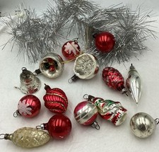 Alt Christbaumschmuck 14 Federbaum Klein Mini Reflex Glöckchen Zapfen Nikolaus