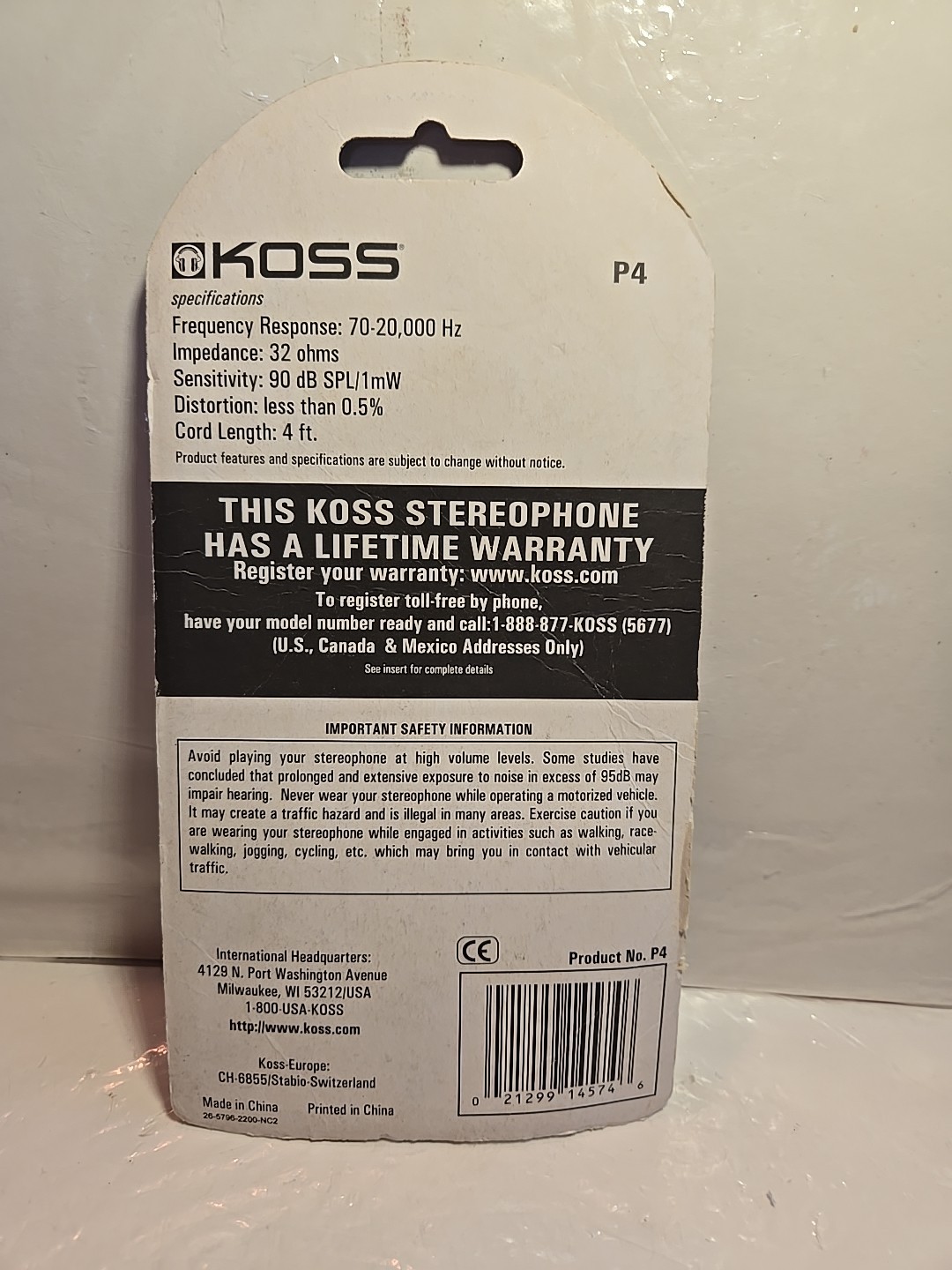 Koss Stereophones P4 With Carrying Case New old Stock