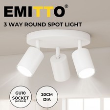 EMITTO 3-Way Spotlight Ceiling Light Adjustable GU10 Modern White Round Base
