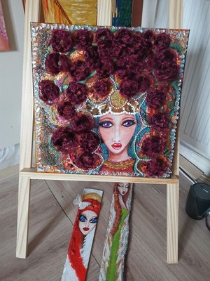 Crystal Queen 3 D Original Fee, Gemälde mit Kristall 