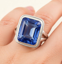 Tanzanite Quartz Gemstone 925 Sterling Silver Handmade Jewelry Ring All Size