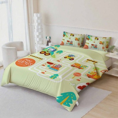 3D Cartoon Construction Vehicle Kid Quilt Cover Set Bedding Sets Pillowcases 421