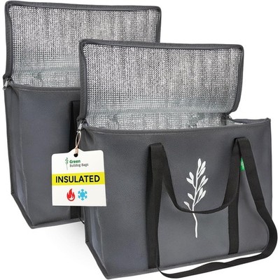 Green Bulldog 2Pack Insulated Grocery Bags   Foldable Reusable Cooler Bags wi...