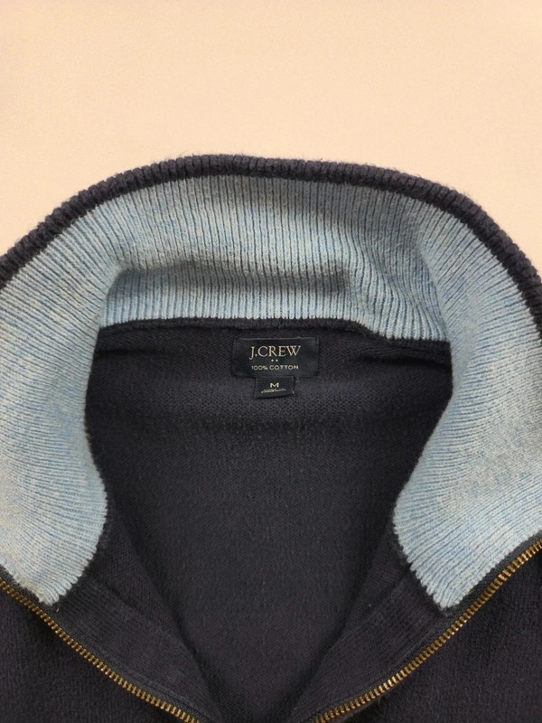 J Crew Quarter Zip Jumper Regular Fit Navy Cotton M 291 image 3