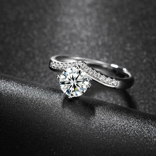 Verlobungsring 925 Silber plattiert Damen Rin...