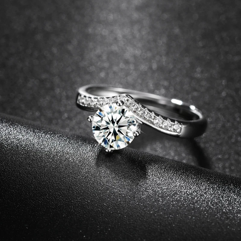 Verlobungsring 925 Silber plattiert Damen Ring Stein Zirkonia 1ct verstellbar - Bild 1 von 4