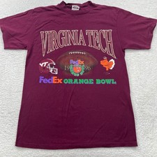 Vintage Virginia Tech Hokies FedEx Orange Bowl 1996 T Shirt Large Tultex