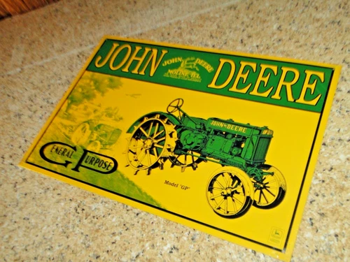 VINTAGE NEW OLD STOCK SEALED John Deere TRACTOR  GP Model Vintage TIN Sign 11x16