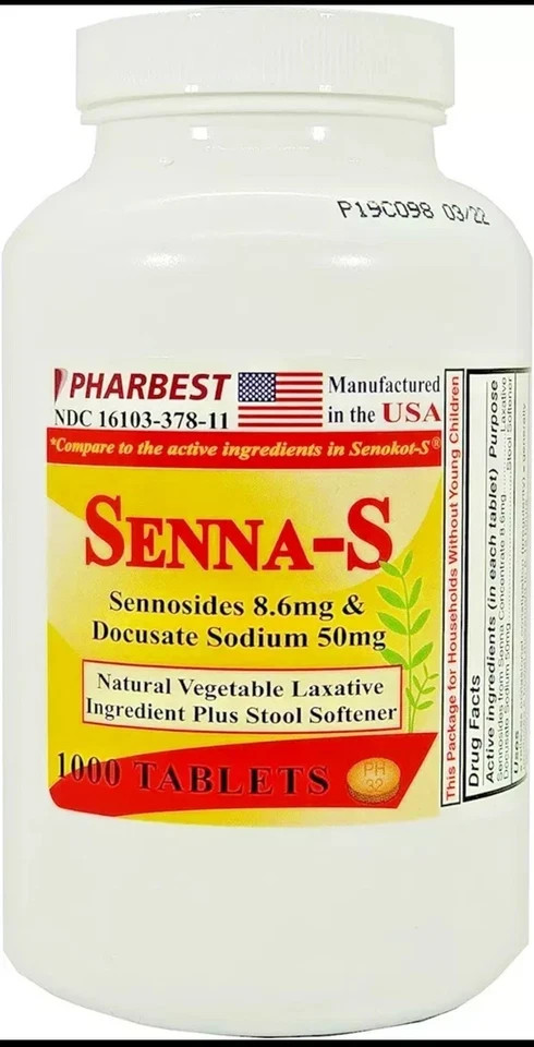 Senna Plus 8.6 Mg & Docusate Sodium 50 mg Generic for Senokot-S 1000 Tablets
