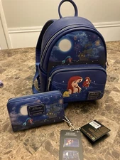 Very RARE Loungefly Ariel Mini Backpack With Matching Wallet.