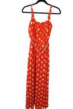 Eliza J. Size 2 Dress Polyester Lined Red Polka Dot Maxi Sleeveless (43)