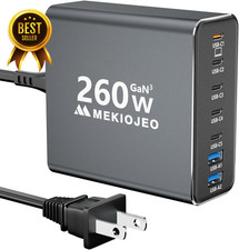 Aluminum Alloy 260W USB C Charger GaN Fast Charging Station 7 Port Multi Port US