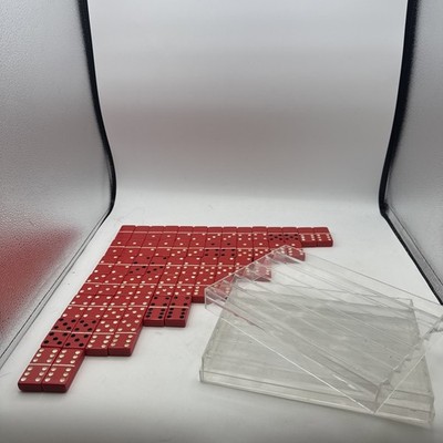 VTG Crisloid Red Bakelite Plastic Top Grade 28 Dominoes 2 Sets