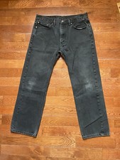 Levis 505 Jeans Mens 36x32 Black Regular Fit Straight Leg Denim Dark Wash
