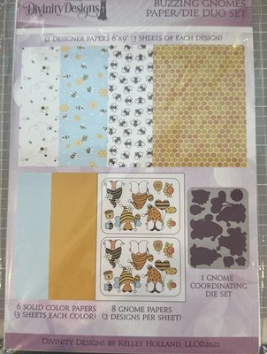 Buzzing Bees Gnomes Paper Die Duo Divinity Designs Coordinating Set Die Cuts