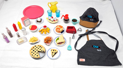 18'' Doll Our Generation Diner Food, Accessories, Dishes Apron Fits American Girl
