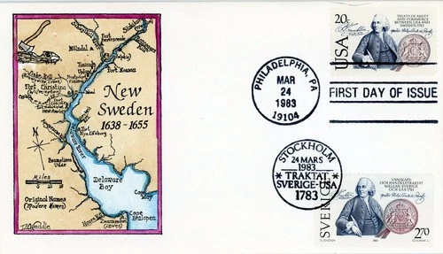 1983 US Sweden Treaty of Amity Joint FDC # 2036 & Sweden # 1453