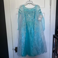 Disney Store Frozen Elsa Costume Dress Girls Size 7/8 Blue Sequin Snowflake NWT