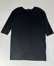 Athleta Jersey Fleece Sweatshirt Dress Size Large Black Full Zip Back Comfy
