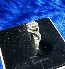 vintage gorgeous .925 sterling silver cz cluster promise ring