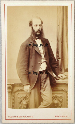 CDV GENTLEMAN LANGE SCHNURRHAARE ANTIKES FOTO OLDHAM & COOPER DAPPER BIRMINGHAM