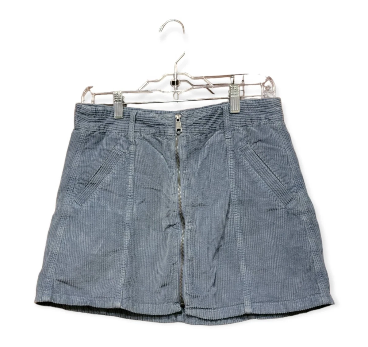 American Eagle Blue Corduroy Hi Rise A Line Skirt Size 8 Zipper Front