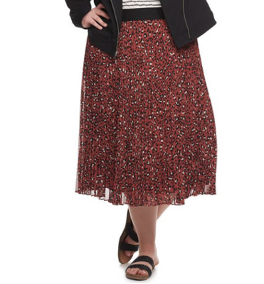 EVRI Womens PLUS Lined Pleated Leopard Print SKIRT  22W  24W  NWT