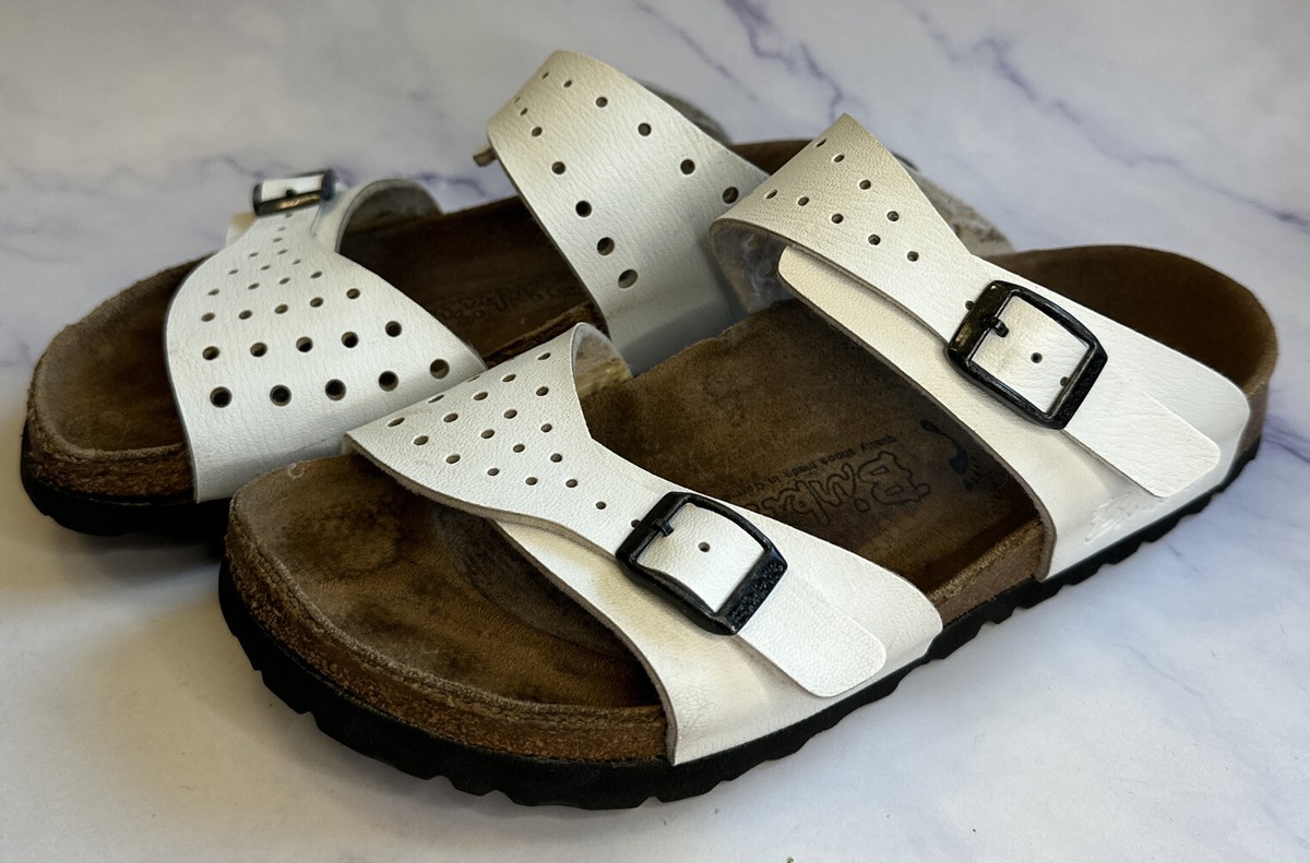 Birkenstock Birkis Freeport White Double Strap Perforated Sandals Birkenstock Birkis Freeport White Double | Mercari main image 3