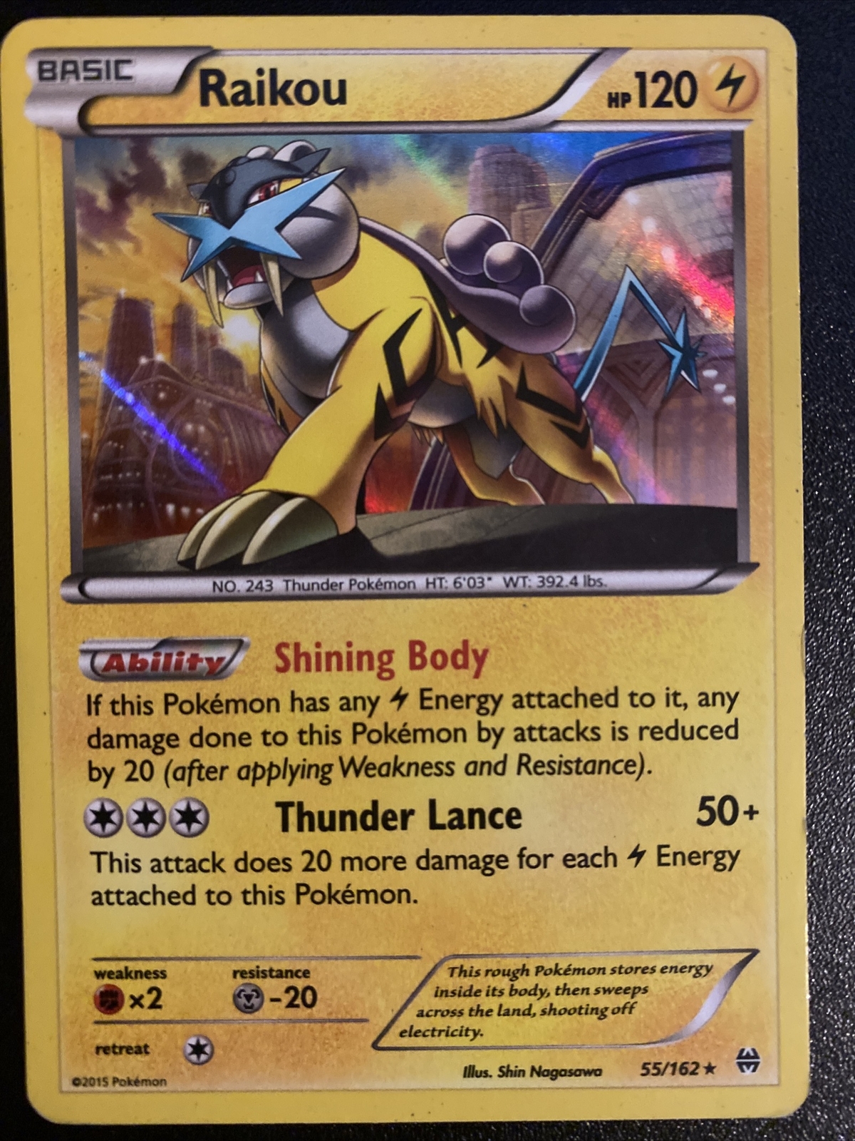 Raikou 55/162 NM Mint XY Breakthrough Cosmos Holofoil Rare Holo Pokemon Card