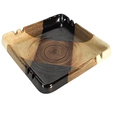 MCM Treasure Craft Ceramic Ashtray Square Stoneware  1960s Treasurecraft 7.5"