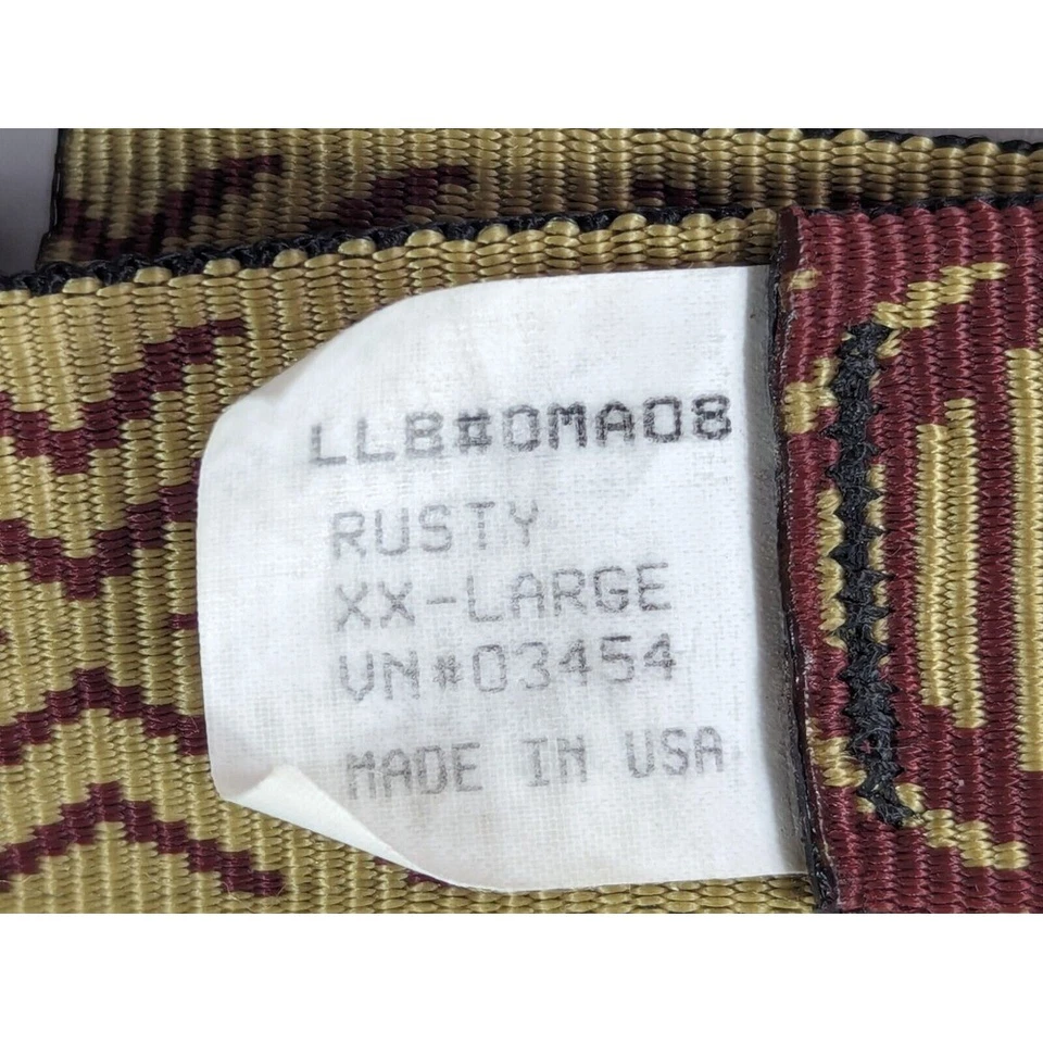 Винтажный текстильный ремень размер 46 с геометрическим бриллиантовым узором мужской регулируемый сделано в США - Изображение 4 из 4