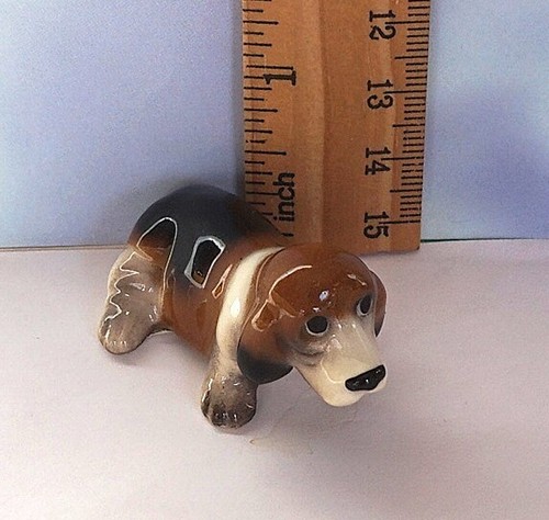 Statuina porcellana Hagen Renaker miniatura cane cane Basset Hound 1986 in pensione - Foto 5 di 6
