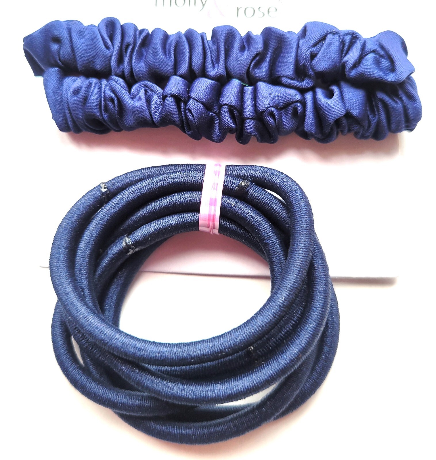 NEW Back To School Navy Blue Scrunchie Snag Free Endless Elastic Bobble Hair Set