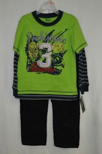 Boyz Wear By Nanette Green 2 PC Long Sleeves Boy's Pant Set - Size 4 NWT
