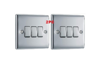 2 Stück Alpine Chrom 10 A 3 Gang 2-Wege Lichtschalter X1