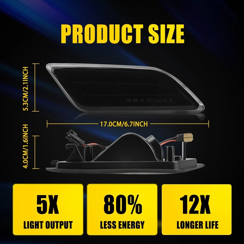 LED Bumper Side Marker Lights For 12-14 Mercedes Benz W204 C250 C350C-Class D - Image 3 of 4