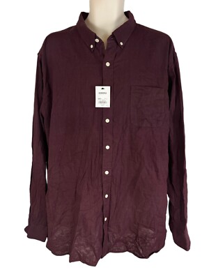 NWT Men s Sz  XXL Sonoma Supersoft Double Weave Shirt Long Sleeve Button Up Wine