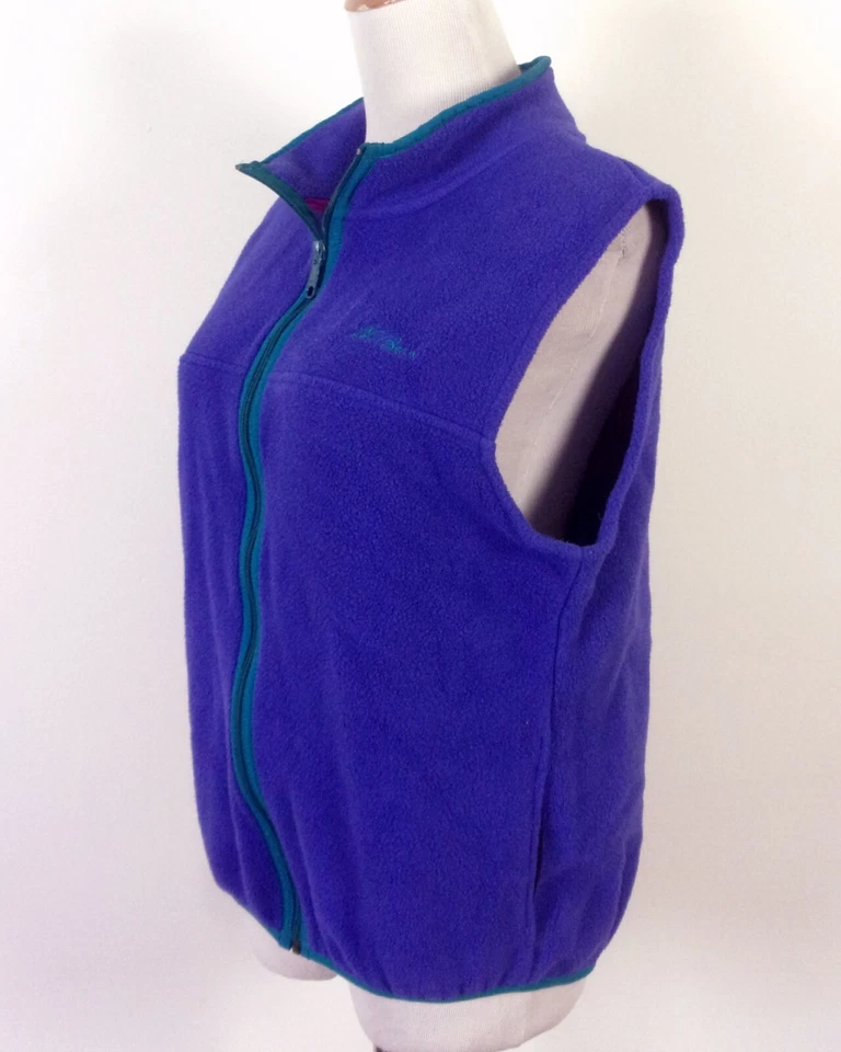 Chaqueta Chaleco Vellón Azul/Verde azulado Hecho en EE. UU. De Colección Años 80 90 Cremallera Completa Niños L Foto 3 de 4