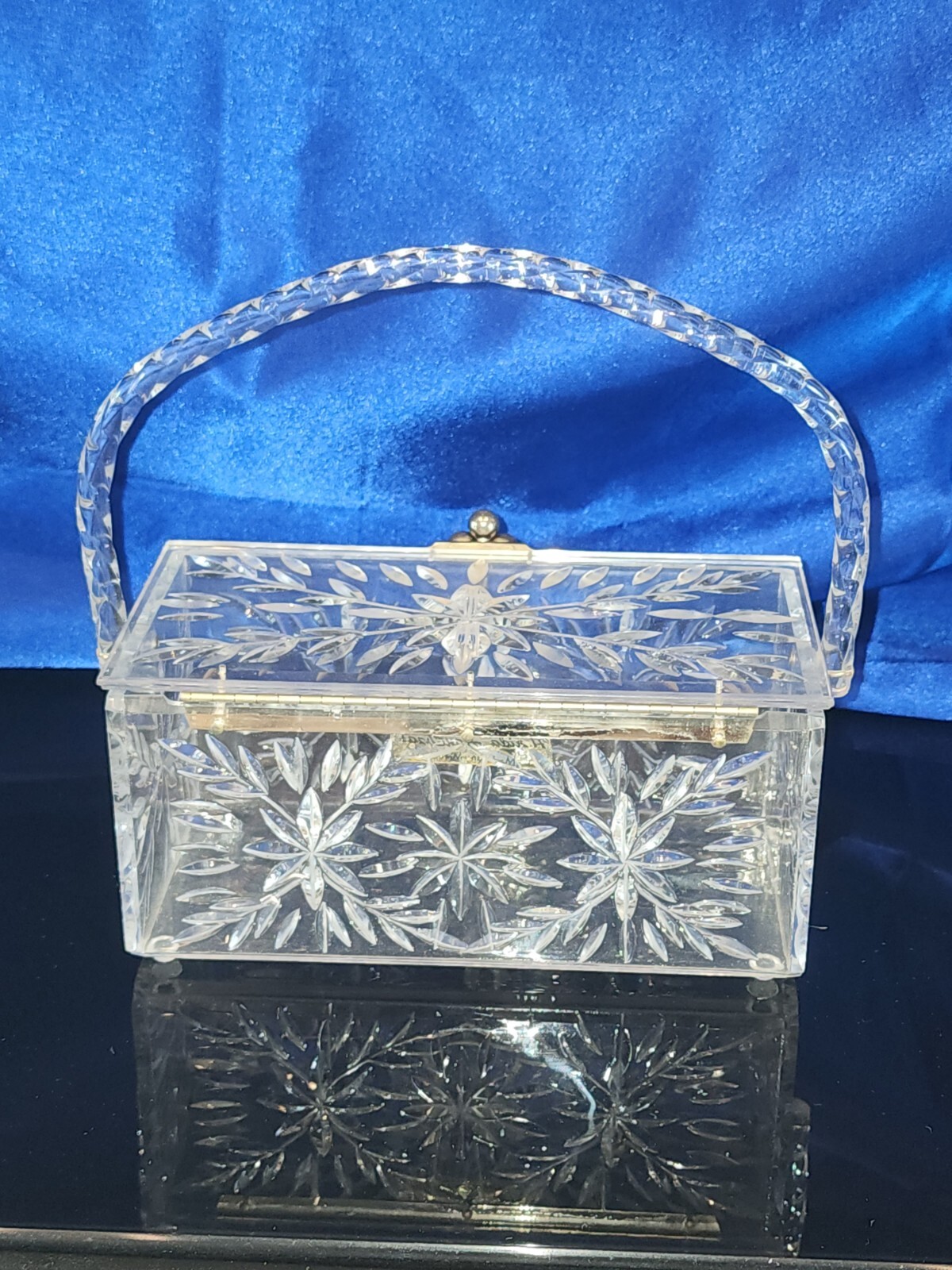 Vintage Florida Handbags Made in Miami Clear Double Carved Cut Lucite Lid eBay