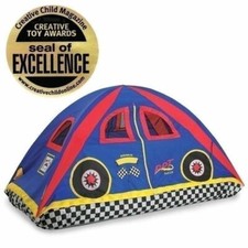 Boys Bed Tent Twin Full Blue Red Race Car Racing Checker Dome Canopy Play House